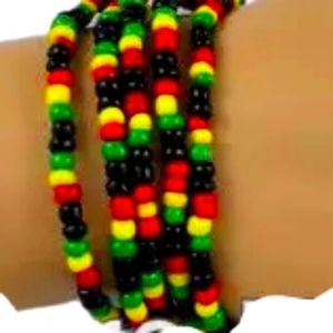 5 Rasta color beaded charm bracelet